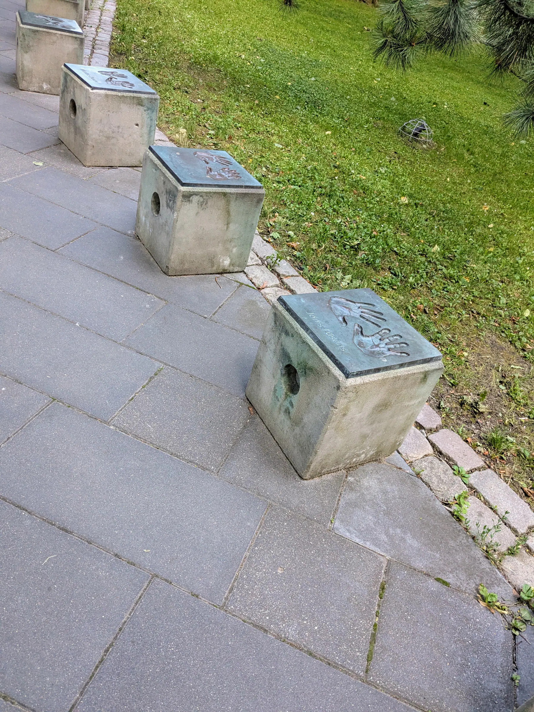 Musicians' Walk of Fame plaques and benches in Liepāja Seaside Park