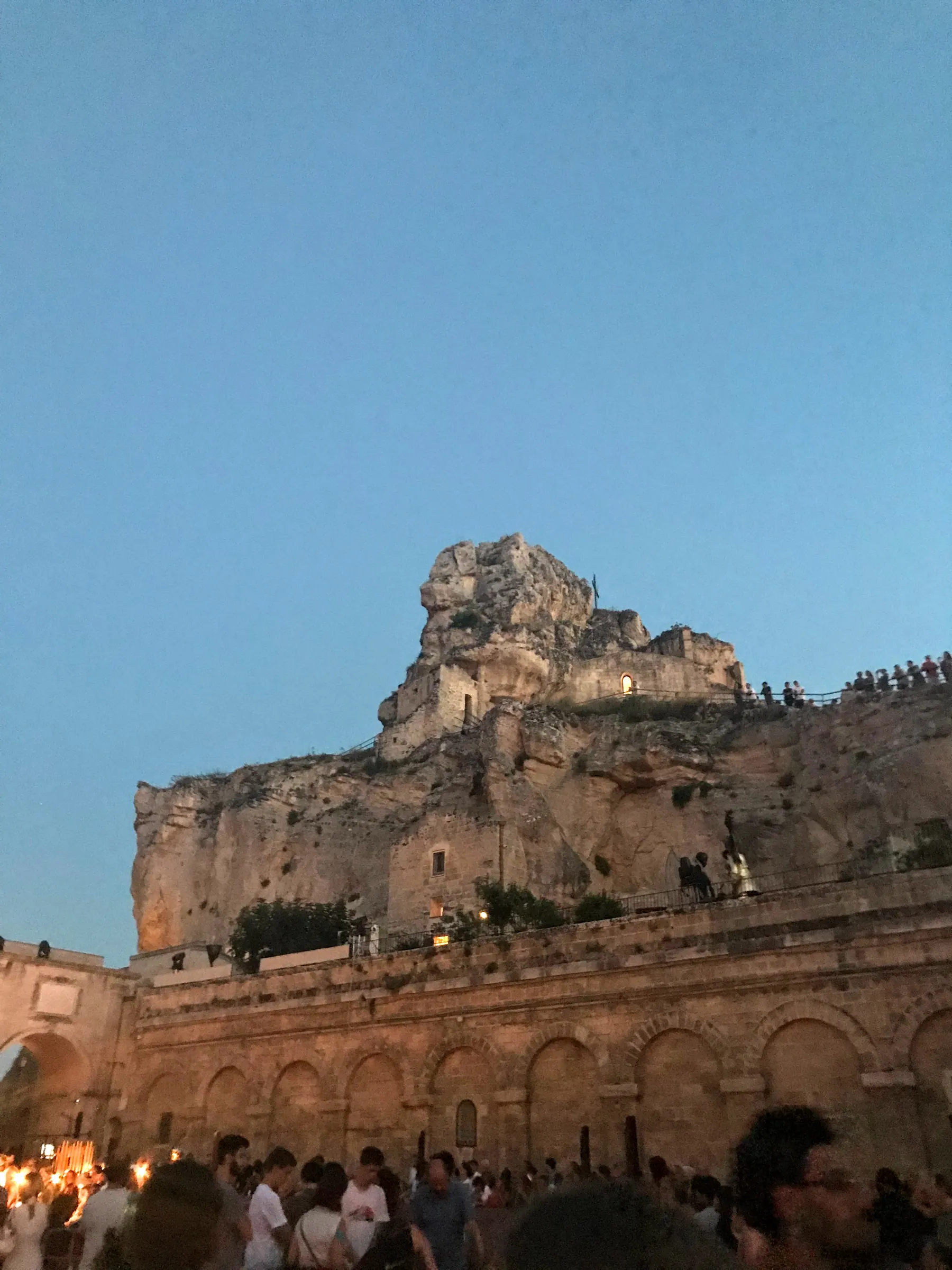 Santa Maria de Idris illuminated above Sasso Caveoso