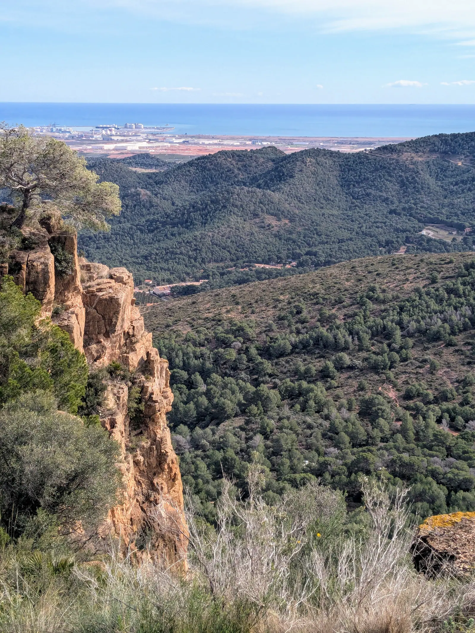 The Mediterranean coast beyond the wooded ridges of Sierra Calderona